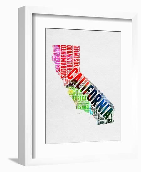 California Watercolor Word Cloud-NaxArt-Framed Art Print