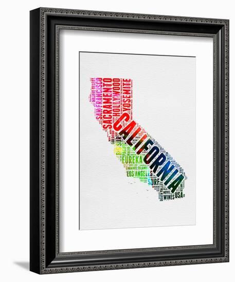 California Watercolor Word Cloud-NaxArt-Framed Art Print