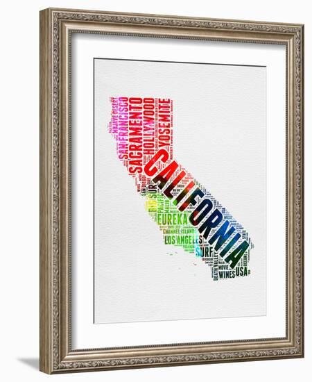 California Watercolor Word Cloud-NaxArt-Framed Art Print