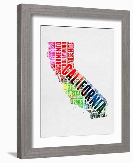 California Watercolor Word Cloud-NaxArt-Framed Art Print