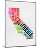 California Watercolor Word Cloud-NaxArt-Mounted Art Print