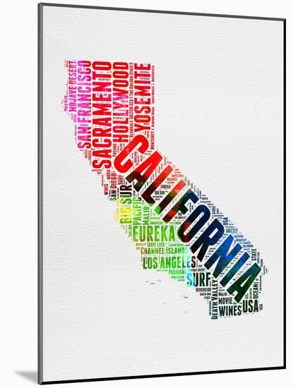 California Watercolor Word Cloud-NaxArt-Mounted Art Print