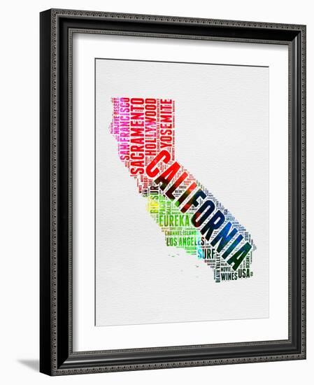 California Watercolor Word Cloud-NaxArt-Framed Art Print