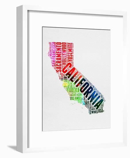 California Watercolor Word Cloud-NaxArt-Framed Art Print
