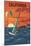 California - Wind Surfing-Lantern Press-Mounted Art Print