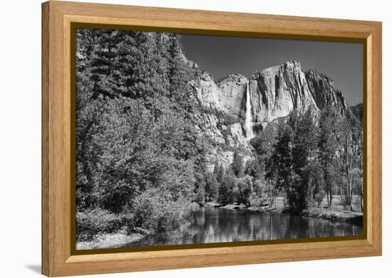 California, Yosemite NP. Yosemite Falls Reflects in the Merced River-Dennis Flaherty-Framed Premier Image Canvas