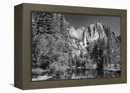 California, Yosemite NP. Yosemite Falls Reflects in the Merced River-Dennis Flaherty-Framed Premier Image Canvas