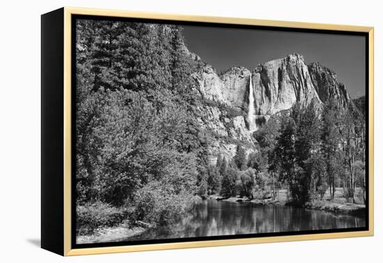 California, Yosemite NP. Yosemite Falls Reflects in the Merced River-Dennis Flaherty-Framed Premier Image Canvas