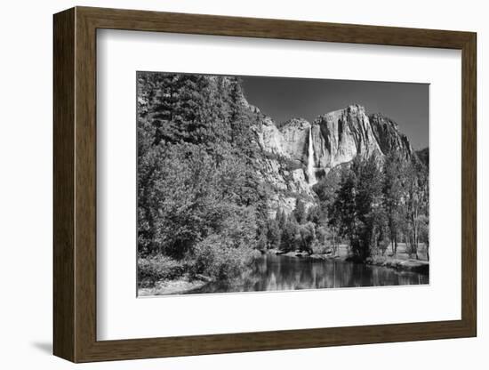 California, Yosemite NP. Yosemite Falls Reflects in the Merced River-Dennis Flaherty-Framed Photographic Print