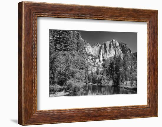 California, Yosemite NP. Yosemite Falls Reflects in the Merced River-Dennis Flaherty-Framed Photographic Print