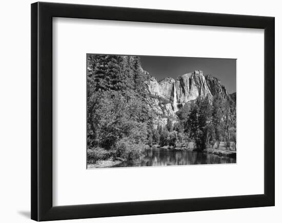 California, Yosemite NP. Yosemite Falls Reflects in the Merced River-Dennis Flaherty-Framed Photographic Print