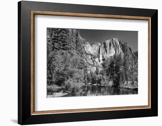 California, Yosemite NP. Yosemite Falls Reflects in the Merced River-Dennis Flaherty-Framed Photographic Print