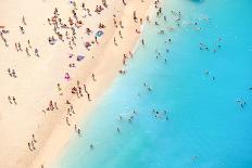 Tourists on the Sand Beach of Navagio Zakynthos Greece.-Calin Stan-Laminated Photographic Print