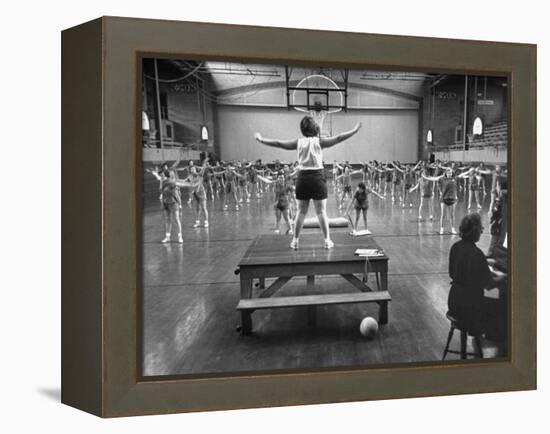 Calisthenics in the Davenport High School Gym-Yale Joel-Framed Premier Image Canvas