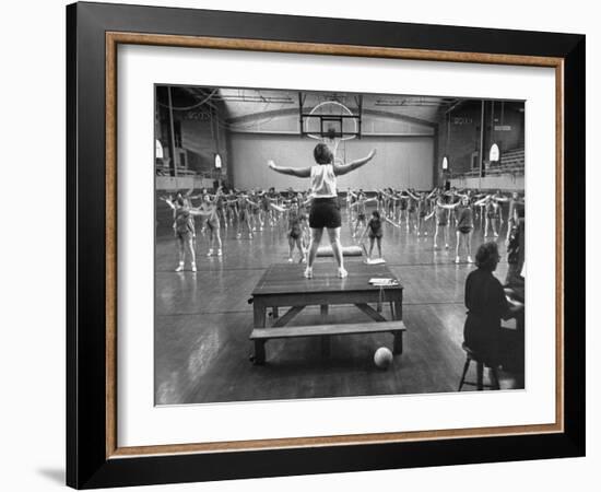 Calisthenics in the Davenport High School Gym-Yale Joel-Framed Photographic Print