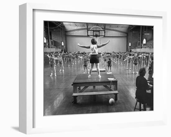 Calisthenics in the Davenport High School Gym-Yale Joel-Framed Photographic Print