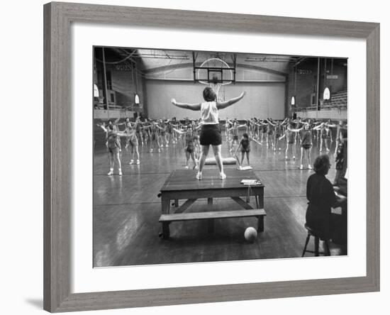 Calisthenics in the Davenport High School Gym-Yale Joel-Framed Photographic Print