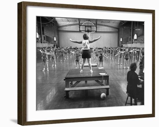 Calisthenics in the Davenport High School Gym-Yale Joel-Framed Photographic Print