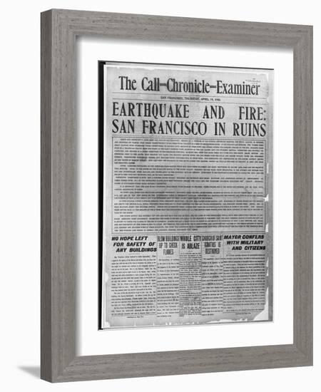 Call-Chronicle-Examiner Reporting San Francisco Earthquake-null-Framed Giclee Print