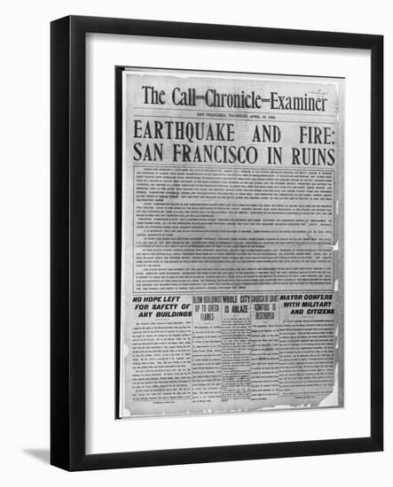 Call-Chronicle-Examiner Reporting San Francisco Earthquake-null-Framed Giclee Print