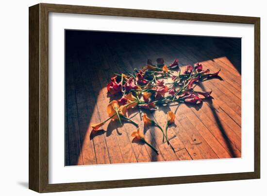 Calla Lilies on Wood Floor-null-Framed Photo