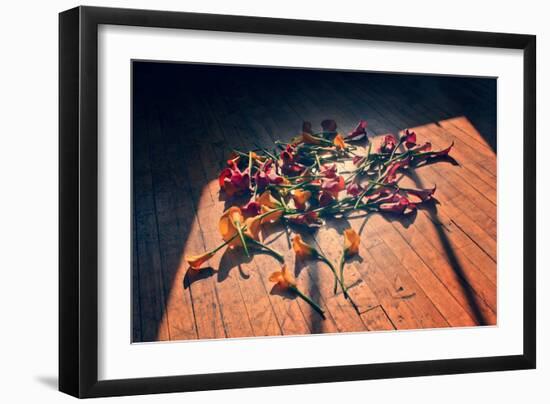 Calla Lilies on Wood Floor-null-Framed Photo