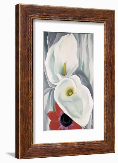 Calla Lilies with Red Anemone, 1928-Georgia O'Keeffe-Framed Art Print