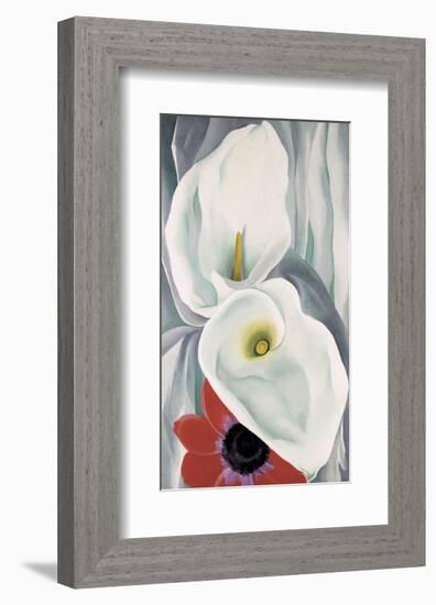 Calla Lilies with Red Anemone, 1928-Georgia O'Keeffe-Framed Art Print