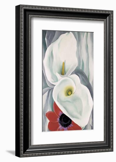 Calla Lilies with Red Anemone, 1928-Georgia O'Keeffe-Framed Art Print