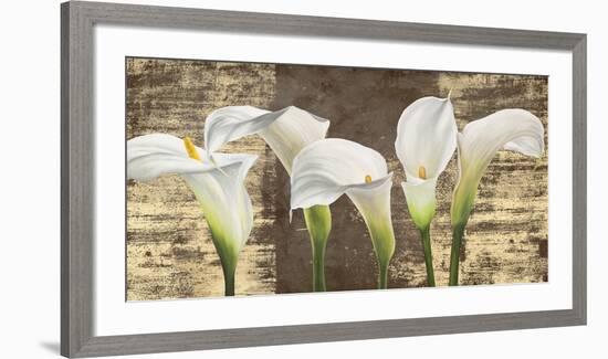 Callas on Gold (mocca variation)-Jenny Thomlinson-Framed Art Print