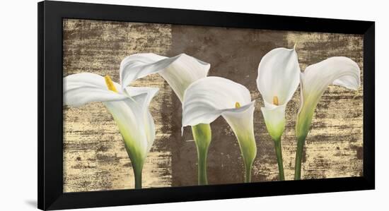 Callas on Gold (mocca variation)-Jenny Thomlinson-Framed Art Print