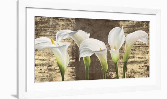 Callas on Gold (mocca variation)-Jenny Thomlinson-Framed Art Print