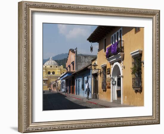 Calle De Santa Catalina and on Background La Merced Church, Antigua, Guatemala-Sergio Pitamitz-Framed Photographic Print