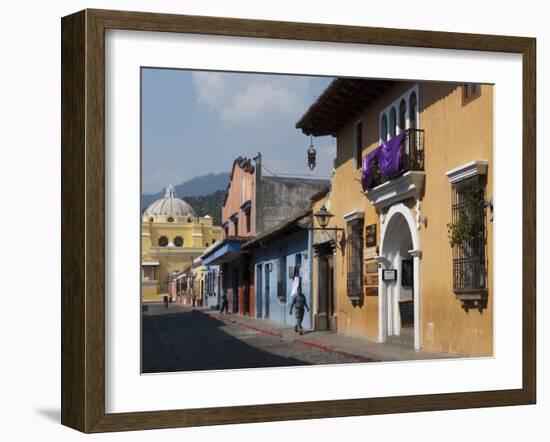 Calle De Santa Catalina and on Background La Merced Church, Antigua, Guatemala-Sergio Pitamitz-Framed Photographic Print