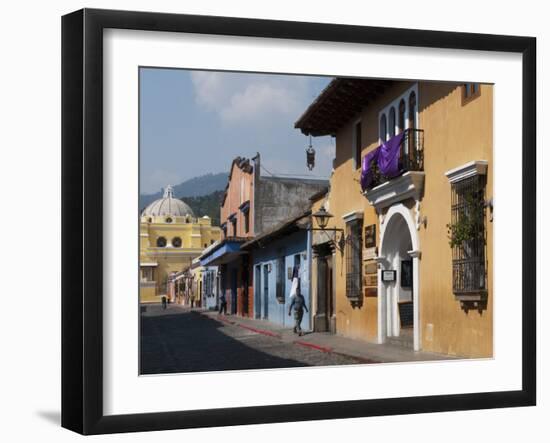 Calle De Santa Catalina and on Background La Merced Church, Antigua, Guatemala-Sergio Pitamitz-Framed Photographic Print