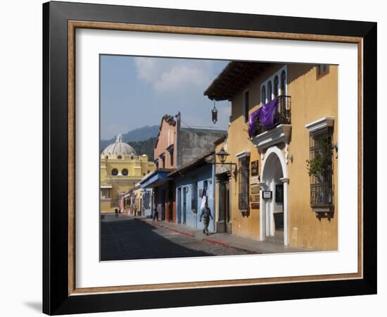 Calle De Santa Catalina and on Background La Merced Church, Antigua, Guatemala-Sergio Pitamitz-Framed Photographic Print