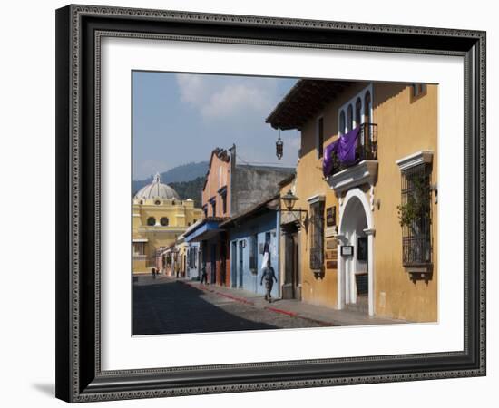 Calle De Santa Catalina and on Background La Merced Church, Antigua, Guatemala-Sergio Pitamitz-Framed Photographic Print