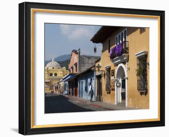 Calle De Santa Catalina and on Background La Merced Church, Antigua, Guatemala-Sergio Pitamitz-Framed Photographic Print