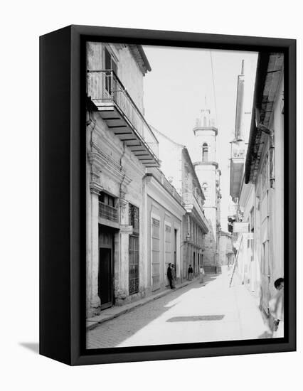 Calle Emperador and Cathedral, Havana, Cuba-null-Framed Stretched Canvas