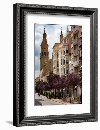 Calle Portales with Santa Maria De La Redonda Cathedral in Logrono, La Rioja, Spain, Europe-Martin Child-Framed Photographic Print