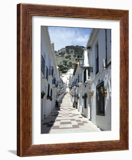 Calle San Sebastian, a Narrow Street in Mountain Village, Mijas, Malaga, Andalucia, Spain-Pearl Bucknall-Framed Photographic Print