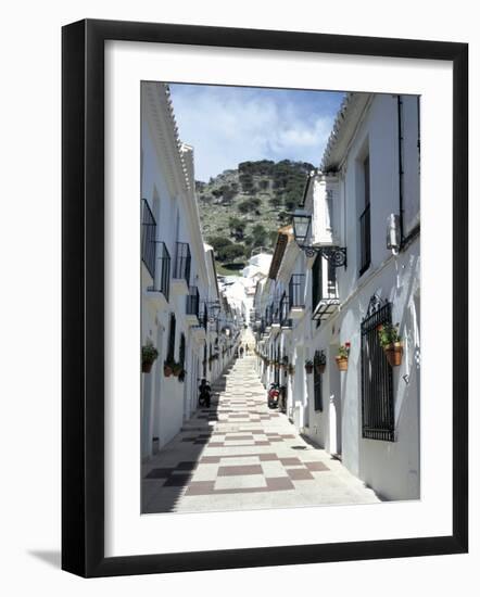 Calle San Sebastian, a Narrow Street in Mountain Village, Mijas, Malaga, Andalucia, Spain-Pearl Bucknall-Framed Photographic Print