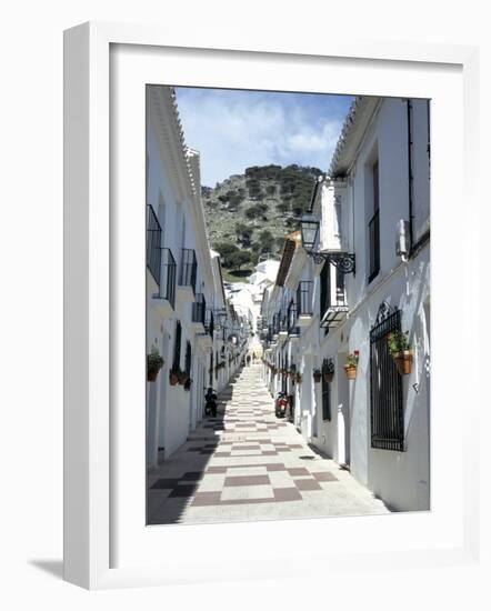 Calle San Sebastian, a Narrow Street in Mountain Village, Mijas, Malaga, Andalucia, Spain-Pearl Bucknall-Framed Photographic Print