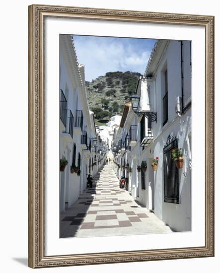 Calle San Sebastian, a Narrow Street in Mountain Village, Mijas, Malaga, Andalucia, Spain-Pearl Bucknall-Framed Photographic Print