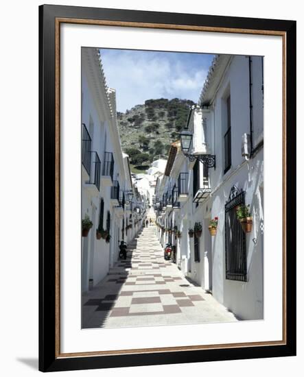 Calle San Sebastian, a Narrow Street in Mountain Village, Mijas, Malaga, Andalucia, Spain-Pearl Bucknall-Framed Photographic Print