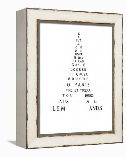 Calligram by French Poet Guillaume Apollinaire, 1918 : Eiffel Tower-null-Framed Stretched Canvas