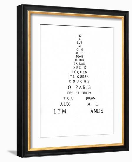 Calligram by French Poet Guillaume Apollinaire, 1918 : Eiffel Tower-null-Framed Photo