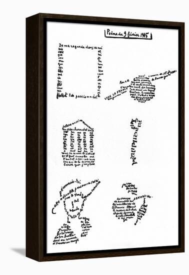 Calligram, Poem by Guillaume Apollinaire (1880-1918) February 9, 1915-null-Framed Stretched Canvas