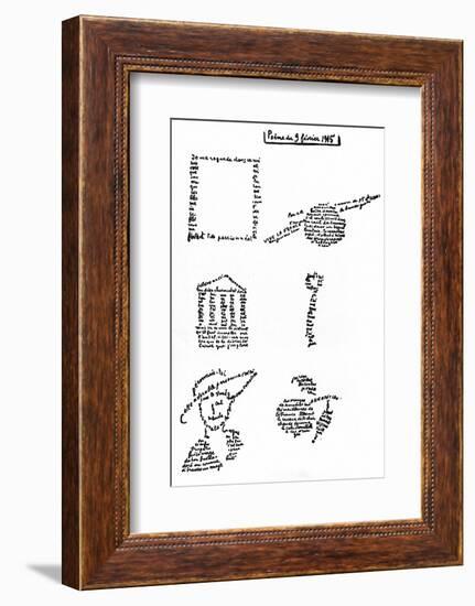 Calligram, Poem by Guillaume Apollinaire (1880-1918) February 9, 1915-null-Framed Photo