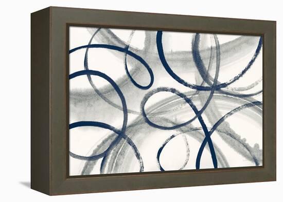 Calligraphia with Navy-Sue Schlabach-Framed Stretched Canvas
